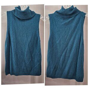 Lord Taylor Turtleneck Sweater Tank Top Women S Blue Sleeveless 100% Cashmere